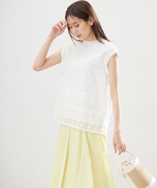 組曲(クミキョク)の「ラッセルレース ブラウス(Tシャツ/カットソー・レディース・アイボリー系/サックスブルー系/ブラック系・2/3)」の18枚目の写真