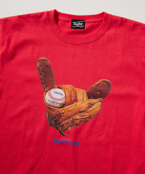 JOURNAL STANDARD relume(ジャーナルスタンダード レリューム)の「Rawlings / ローリングス 別注 XPG3 GLOBE ART Tシャツ”HIDDEN BALL”(Tシャツ/カットソー・メンズ・レッド・MEDIUM/SMALL/LARGE)」の3枚目の写真
