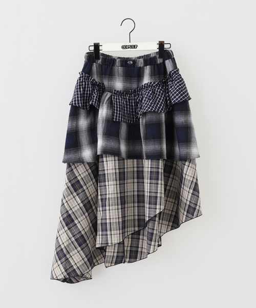 TUOMIO（トゥオミオ）の「【Geek Office / ギークオフィス】TUOMIO / トゥオミオ MIXED TIERED SKIRT（スカート・レディース・ブラック/A・SMALL）」の2枚目の写真
