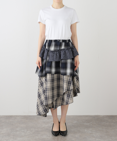 TUOMIO（トゥオミオ）の「【Geek Office / ギークオフィス】TUOMIO / トゥオミオ MIXED TIERED SKIRT（スカート・レディース・ブラック/A・SMALL）」の8枚目の写真