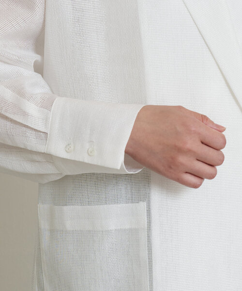 Jena espace merveilleux（ジェナ　エスパスメルヴェイユ）の「【手洗い可能】ダブルボタンシアージャケット（テーラードジャケット・レディース・グレー/オフホワイト・FREE）」の17枚目の写真