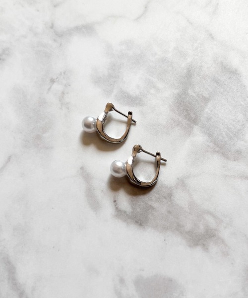 セール】YU-KA:シンプルパールフープピアス simple Pearl hoop