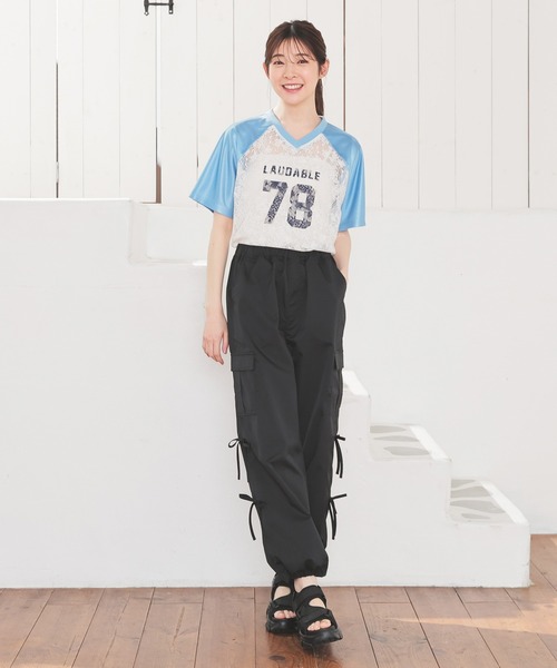 Honeys（ハニーズ）の「リボン付カーゴパンツ（カーゴパンツ・レディース・アイボリー/ブラック/グレイッシュブルー/ピンク・L/LL/M/S/SS）」の20枚目の写真