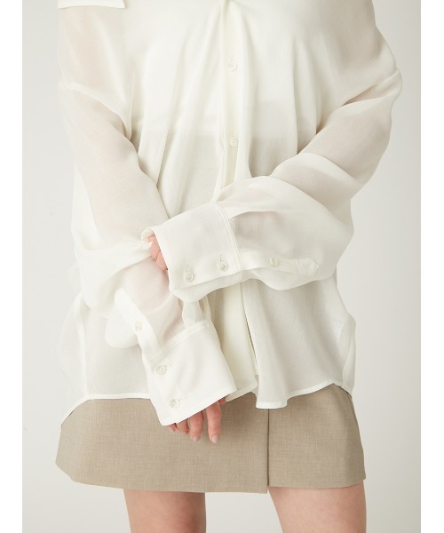 FRAY I.D フレイアイディー シアーブラウス 2way ゆったりシルエット FRAY I.D SALE30%OFF フレイアイディー 2wayリネンライクシアー