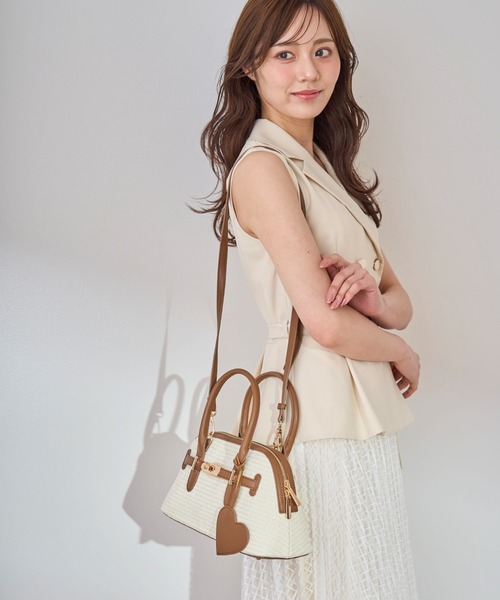 31 Sons de mode(トランテアン ソン ドゥ モード)の「雑材ベルトボストンバッグ(ボストンバッグ・レディース・オフホワイト/ベージュ・フリー)」の11枚目の写真