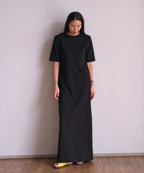 AKTE（アクテ）の「Iラインハーフスリーブカットソーワンピース（ワンピース・レディース・ライトグリーン/ブラック/グレー・TALL/FREE）」の18枚目の写真