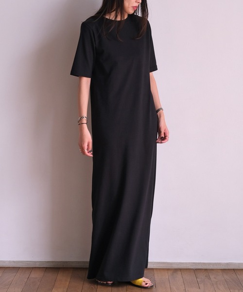 AKTE（アクテ）の「Iラインハーフスリーブカットソーワンピース（ワンピース・レディース・ライトグリーン/ブラック/グレー・TALL/FREE）」の21枚目の写真