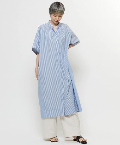 SOFFITTO(ソフィット)の「【nota della mano sinistra(ノータ デラ マノ シニストラ)】5分袖前開きシャツワンピ-ス(ワンピース・レディース・オフホワイト/ブラック/ストライプ・FREE)」の18枚目の写真