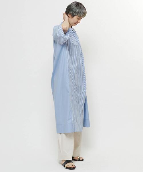 SOFFITTO(ソフィット)の「【nota della mano sinistra(ノータ デラ マノ シニストラ)】5分袖前開きシャツワンピ-ス(ワンピース・レディース・オフホワイト/ブラック/ストライプ・FREE)」の19枚目の写真