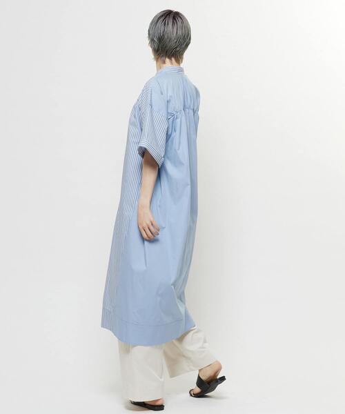 SOFFITTO(ソフィット)の「【nota della mano sinistra(ノータ デラ マノ シニストラ)】5分袖前開きシャツワンピ-ス(ワンピース・レディース・オフホワイト/ブラック/ストライプ・FREE)」の21枚目の写真