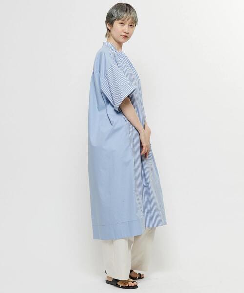 SOFFITTO(ソフィット)の「【nota della mano sinistra(ノータ デラ マノ シニストラ)】5分袖前開きシャツワンピ-ス(ワンピース・レディース・オフホワイト/ブラック/ストライプ・FREE)」の22枚目の写真