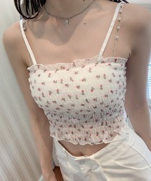 SHEPP（シープ）の「フラワー柄シャーリング カップ付きキャミソール / チューブトップ（キャミソール）」