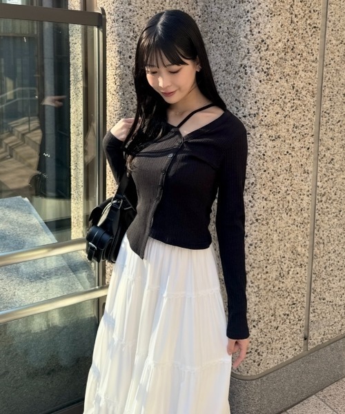 mellowneon(メロウネオン)の「アシメネックトップス(Tシャツ/カットソー・レディース・アイボリー/ブラック/グレー・FREE)」の20枚目の写真