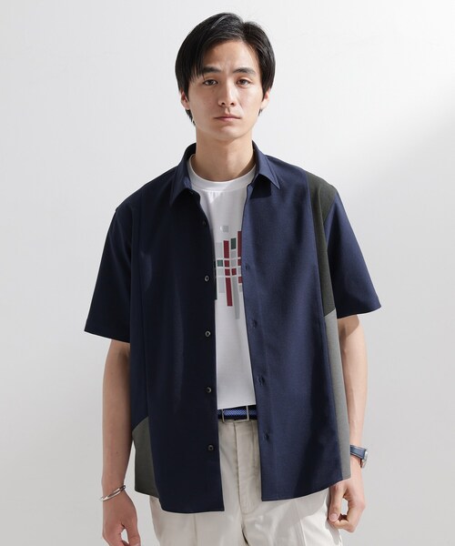 TAKEO KIKUCHI(タケオキクチ)の「サイド切り替え 半袖シャツ(シャツ/ブラウス・メンズ・ネイビー系4/モスグリーン系4/ライトグレー系4・02/03/04)」の3枚目の写真