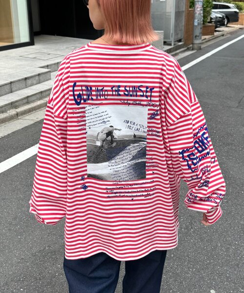 SOUNDSGOOOOD(サウンズグッド)の「【SOUNDS GOOOOD / サウンズグッド】フォトプリントロンTEE(Tシャツ/カットソー・メンズ・レッド/ホワイト/ライム・ONE SIZE)」の3枚目の写真