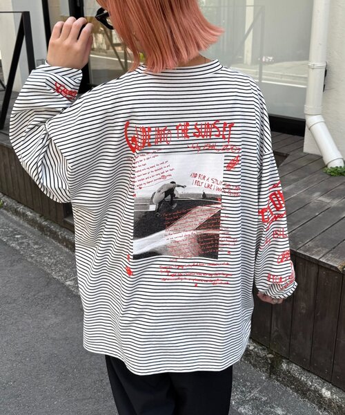 SOUNDSGOOOOD(サウンズグッド)の「【SOUNDS GOOOOD / サウンズグッド】フォトプリントロンTEE(Tシャツ/カットソー・メンズ・レッド/ホワイト/ライム・ONE SIZE)」の2枚目の写真