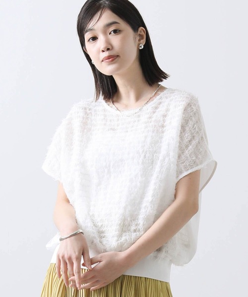 Gready Brilliant(グレディブリリアン)の「シアーフリンジジャガードフレンチブラウス(シャツ/ブラウス・レディース・ホワイト/ブラック・FREE)」の7枚目の写真