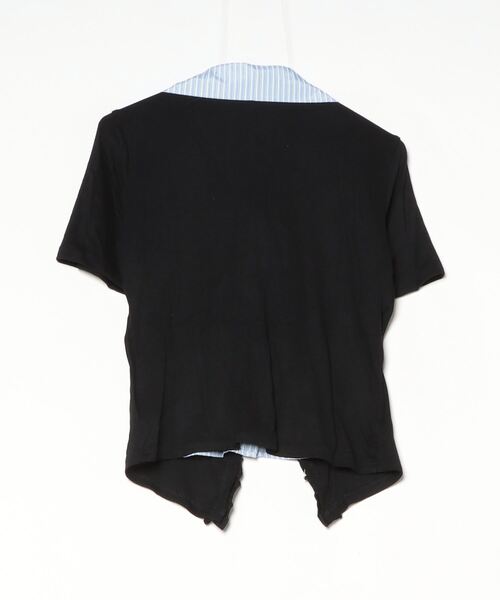 TITTY&CO.(ティティーアンドコー)の「半袖フリルストライプニットセット(ニット/セーター・レディース・ブラック/グレー・FREE)」の12枚目の写真