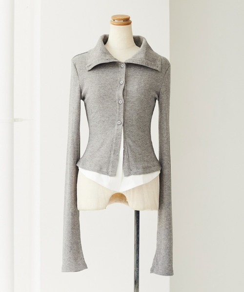 FIG&VIPER（フィグアンドバイパー）の「シャツレイヤードリブボタンTOP（シャツ/ブラウス・レディース・ブラック/グレー・FREE）」の14枚目の写真