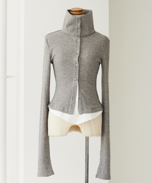 FIG&VIPER（フィグアンドバイパー）の「シャツレイヤードリブボタンTOP（シャツ/ブラウス・レディース・ブラック/グレー・FREE）」の15枚目の写真