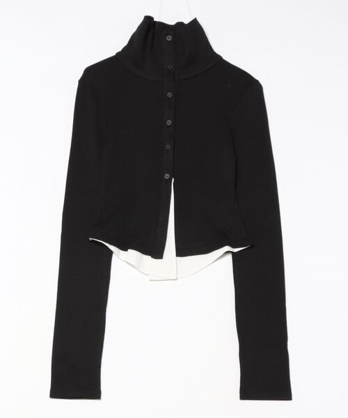 FIG&VIPER（フィグアンドバイパー）の「シャツレイヤードリブボタンTOP（シャツ/ブラウス・レディース・ブラック/グレー・FREE）」の17枚目の写真