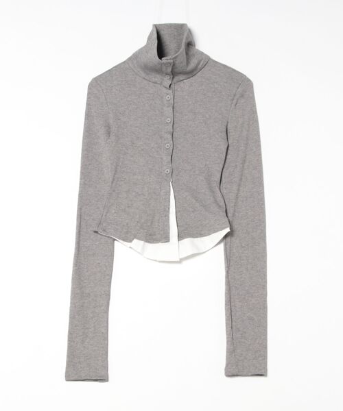 FIG&VIPER（フィグアンドバイパー）の「シャツレイヤードリブボタンTOP（シャツ/ブラウス・レディース・ブラック/グレー・FREE）」の18枚目の写真