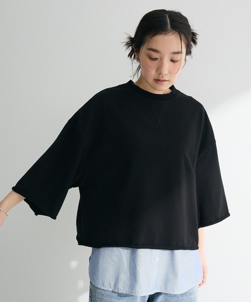 Sugar spoon(シュガースプーン)の「・SUGAR SPOON 7分袖ウラケスウェット(スウェット・レディース・ブラック/杢グレー/オフホワイト・FREE)」の1枚目の写真