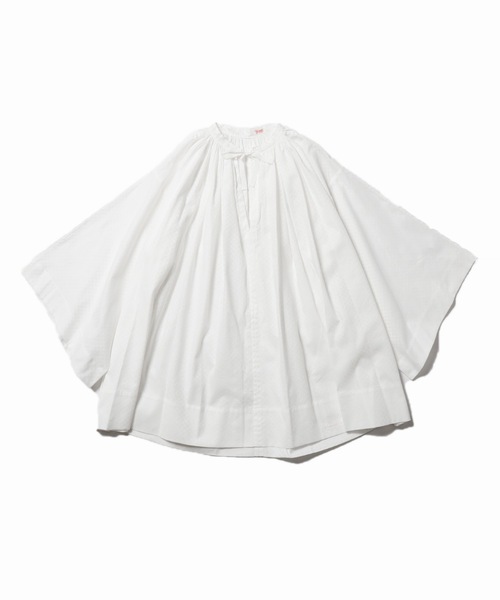YOUNG&OLSEN The DRYGOODS STORE(ヤングアンドオルセン)の「YOUNG & OLSEN/ヤングアンドオルセン KARAMI MESH FRENCH TUNIC フレンチチュニック リボン ブラウス(シャツ/ブラウス・レディース・ホワイト/イエロー/ブルー・FREE)」の2枚目の写真