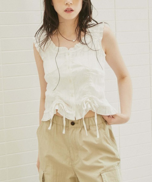 archives（アルシーヴ）の「２ｗａｙコットンドロストブラウス（シャツ/ブラウス・レディース・オフホワイト/ブルー/ブラック・MEDIUM）」の2枚目の写真