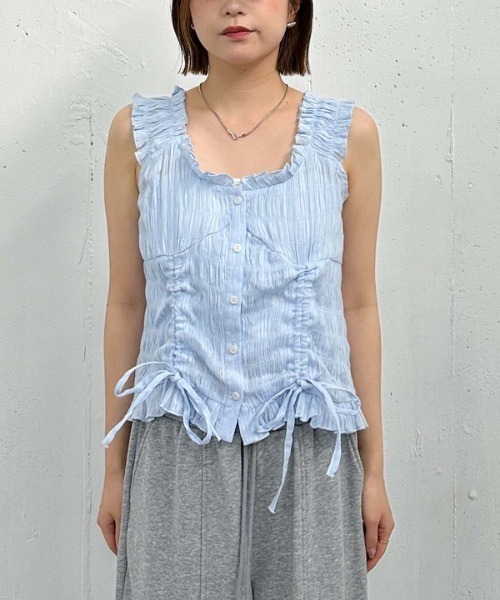 archives（アルシーヴ）の「２ｗａｙコットンドロストブラウス（シャツ/ブラウス・レディース・オフホワイト/ブルー/ブラック・MEDIUM）」の8枚目の写真