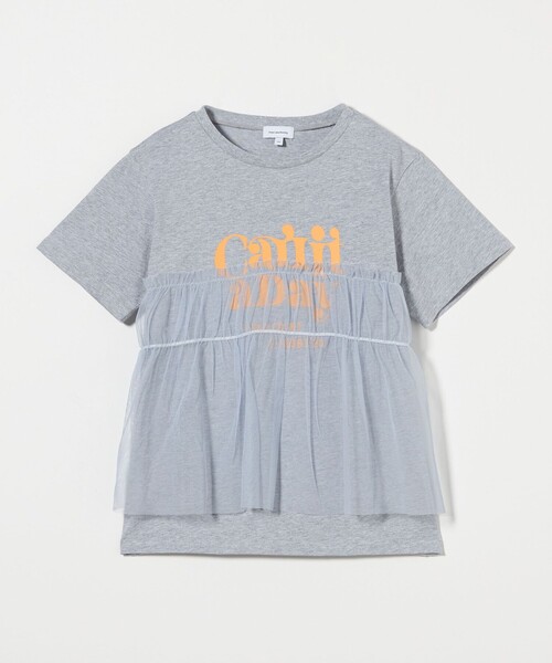 green label relaxing(グリーンレーベルリラクシング)の「チュール ドッキング Tシャツ / キッズ 100cm-160cm(Tシャツ/カットソー・キッズ・グレー系/オフホワイト/ダークグレー・130cm/140cm/120cm/110cm/100cm/150cm/160cm)」の3枚目の写真