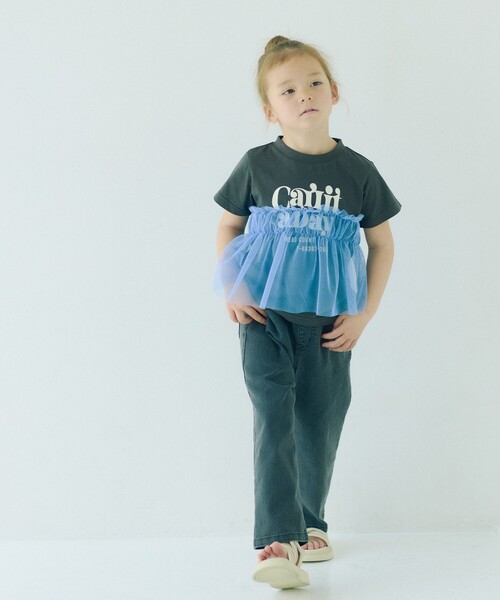 green label relaxing(グリーンレーベルリラクシング)の「チュール ドッキング Tシャツ / キッズ 100cm-160cm(Tシャツ/カットソー・キッズ・グレー系/オフホワイト/ダークグレー・130cm/140cm/120cm/110cm/100cm/150cm/160cm)」の15枚目の写真