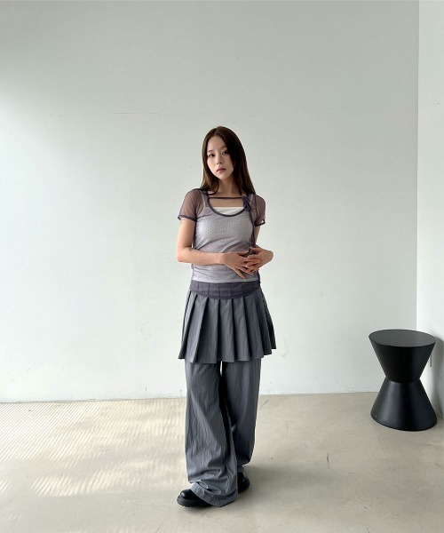 4INT.(フォイント)の「【レイヤードにおすすめ】ドット レース シースルー レイヤード 半袖 Tシャツ(Tシャツ/カットソー・レディース・ホワイト/パープル/ブラック・FREE)」の20枚目の写真