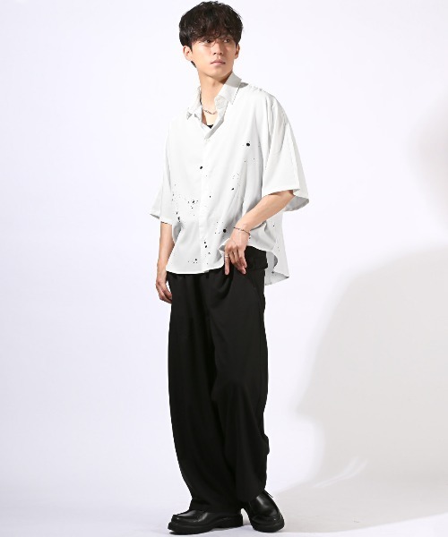 LUXSTYLE(ラグスタイル)の「ペイントプリントドルマンスリーブ半袖シャツ(シャツ/ブラウス・メンズ・ブラック/ホワイト・M/L)」の22枚目の写真