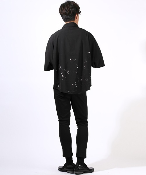 LUXSTYLE(ラグスタイル)の「ペイントプリントドルマンスリーブ半袖シャツ(シャツ/ブラウス・メンズ・ブラック/ホワイト・M/L)」の15枚目の写真