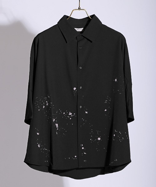 LUXSTYLE(ラグスタイル)の「ペイントプリントドルマンスリーブ半袖シャツ(シャツ/ブラウス・メンズ・ブラック/ホワイト・M/L)」の8枚目の写真