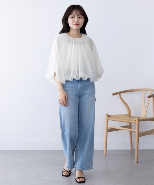 MAGASIN DE MODE Chou Chou(マガジンデモードシュシュ)の「【MAGASIN DE MODE Chou Chou】オーガンジーバルーンショートブラウス trc※(シャツ/ブラウス・レディース・オフホワイト/チャコールグレー/ブラック・FREE)」の8枚目の写真
