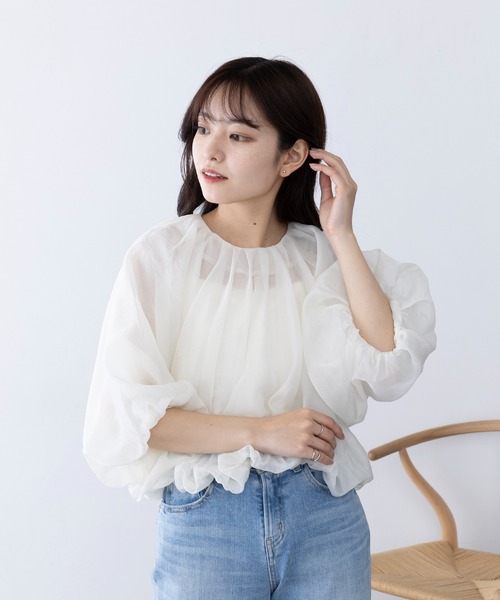 ひよこ23区　Tシャツ とソフトオーガンジーボリュームブラウス38のセット 23区 Tシャツ とソフトオーガンジーボリュームブラウス サイズ38