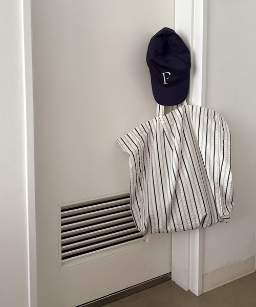 CANAL JEAN（キャナルジーン）の「Lakey Park　ストライプBIGトートバッグ（トートバッグ・レディース・サックスブルー/ブラック・ONE SIZE）」の7枚目の写真