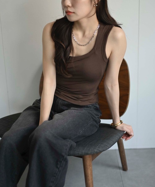 ふるさと納税 服 女 岩手県 陸前高田市 「Fleep」 シンプル カップ付きタンクトップ インディゴ／M インディゴ／M Fleep」 シンプルレーシー前開きカップ付きタンクトップ