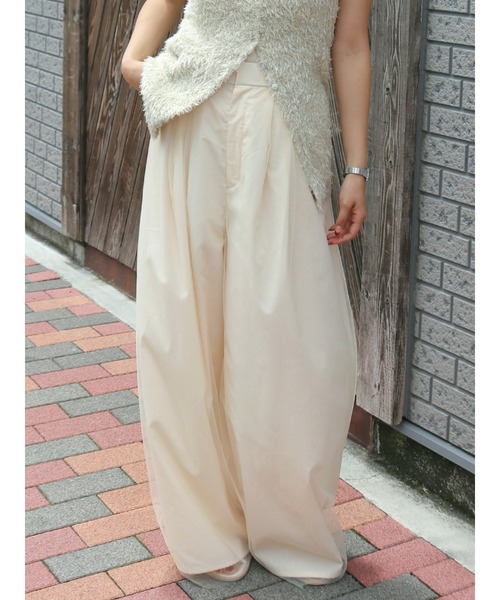 Ungrid（アングリッド）の「チュールドッキングタックパンツ（その他パンツ・レディース・ブラウン/その他1/ベージュ・FREE）」の2枚目の写真