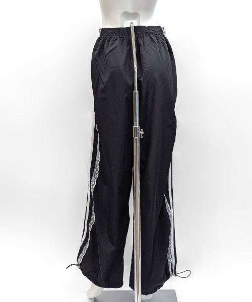 セール】サイドレースライントラックパンツ 裾ドロスト付き