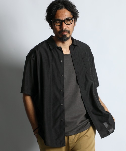 LOWWN ウールシャツ 半袖 セール】NILON/WOOL S/S LOOSE SHIRT：ナイロン/ウール ルーズフィット