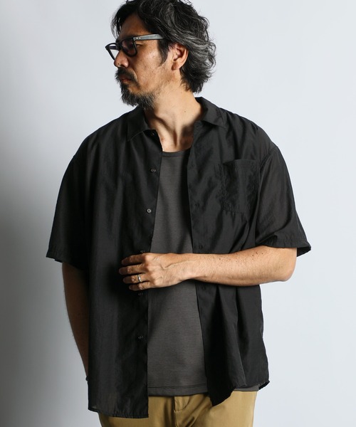 セール】NILON/WOOL S/S LOOSE SHIRT：ナイロン/ウール ルーズフィット