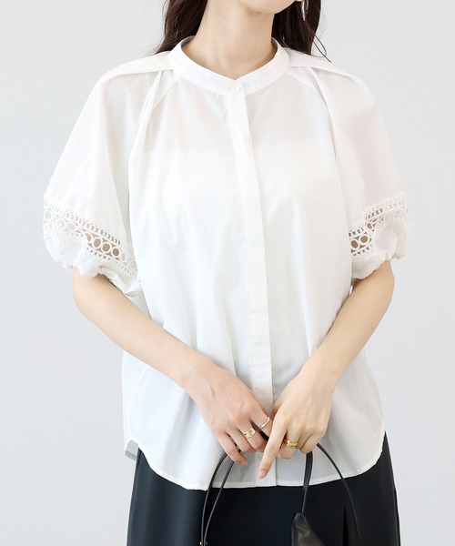Aletta vita（アレッタビータ）の「カットレース使いT/C前開きブラウス（シャツ/ブラウス・レディース・ブラック/オフホワイト・M）」の15枚目の写真