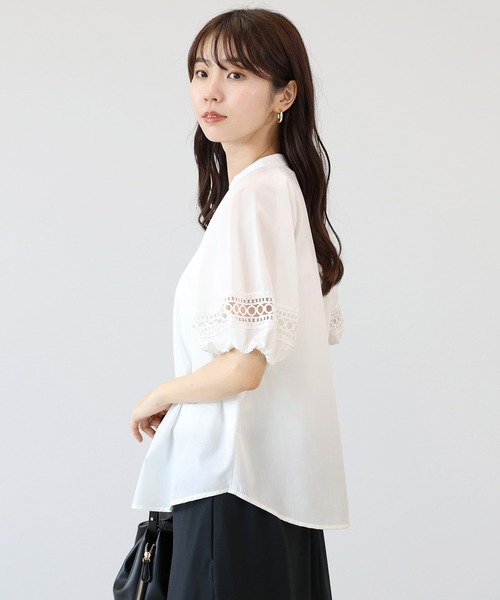 Aletta vita（アレッタビータ）の「カットレース使いT/C前開きブラウス（シャツ/ブラウス・レディース・ブラック/オフホワイト・M）」の17枚目の写真