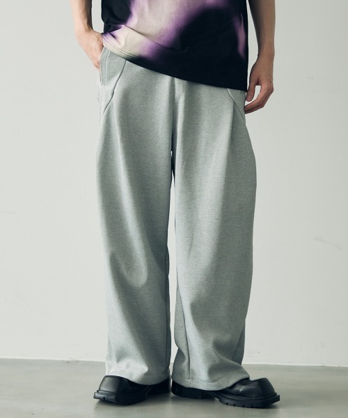 HYDEIST 初期 スゥェットパンツ セール】Deformed tuck wide sweat jersey pants / 変形タック