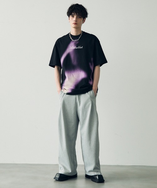 セール】Deformed tuck wide sweat jersey pants / 変形タックワイド