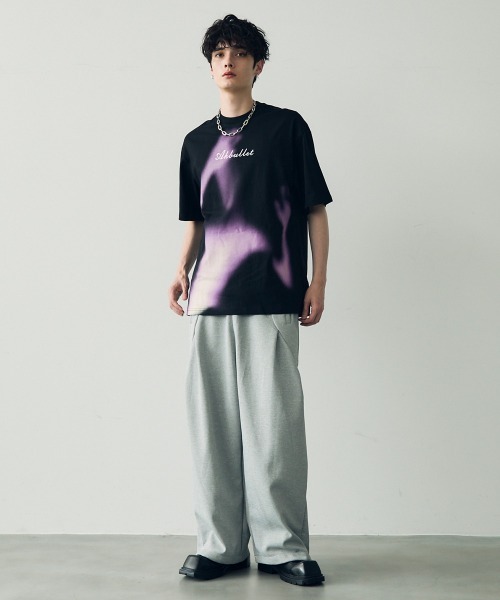 セール】Deformed tuck wide sweat jersey pants / 変形タック