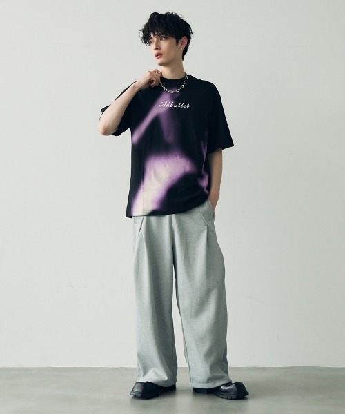 セール】Deformed tuck wide sweat jersey pants / 変形タックワイド